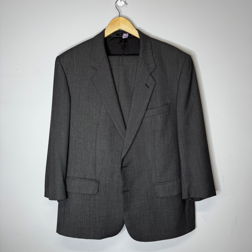 Vitale Barberis Canonico Mens 2 Piece Suit Charcoal Grey Wool Pleated Cuffed